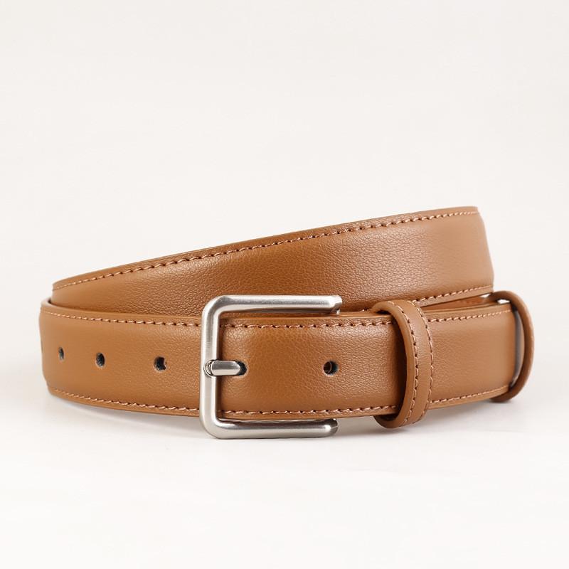 Genuine Leather Waist Belt For Women With Silver Buckle For Casual And Office Style