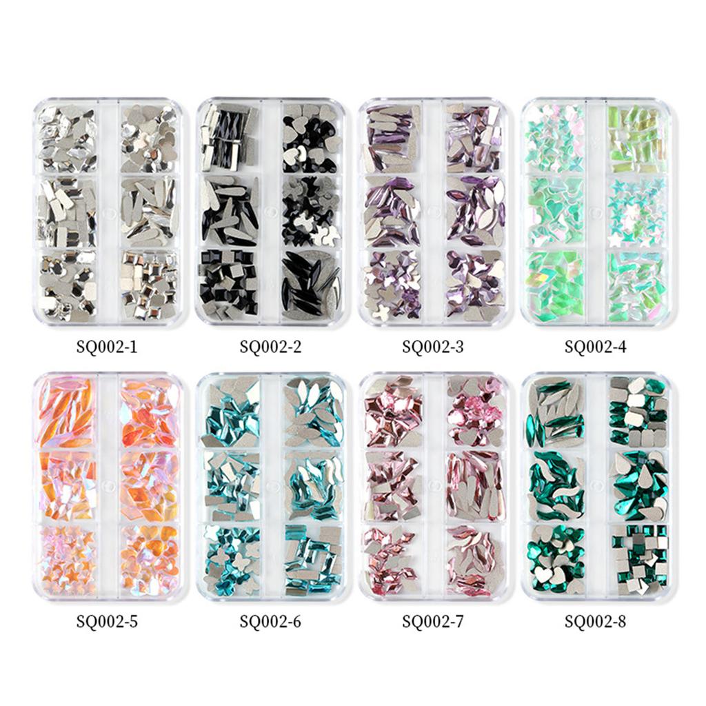 Clear Nail Rhinestones Crystal Nails Gems Stones Mixed Flat Back Rhinestones Diamonds Gems for DIY Nail Art Supplies