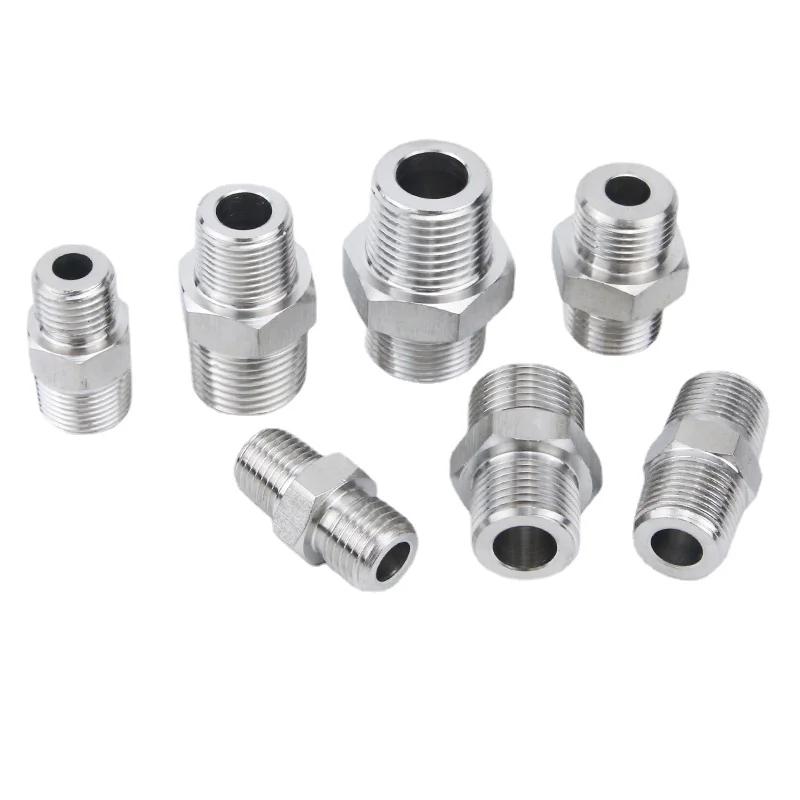 Alta Pressione M 6 8 10 12 14 -20 Metrico 1/4" 3/8" 1/2" 3/4" BSP NPT Maschio 304 Acciaio Inox Nipplo Esagonale Riduttore Raccordo Tubo Connettore