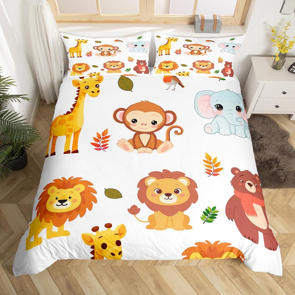 Homewish Cartoon Frog Prince Duvet Cover Set For KidsKawaii Red Mushroom Bedding SetCute Animal Bed Set