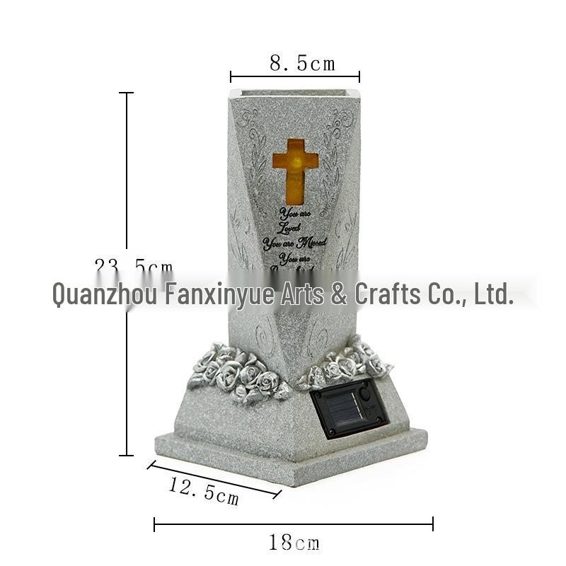 Vază Solară de Cimitir cu Insert de Sol - Grădină Curte Piatră Funerară Memorial Artizanat Rășină