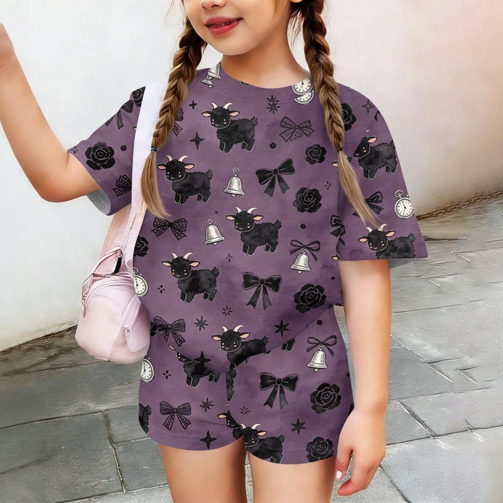 Kids Casual Short Sleeve Top and Shorts Set Animal Print Lightweight Comfortable Soft Fabric Summer Outfit for Boys and Girls