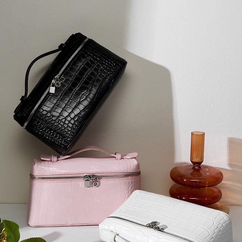 New Leather Lunch Box Bag, High-end Alligator Pattern Shoulder Women's Bag, Fashionable Versatile Messenger Small Square Bag