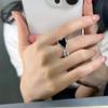 Sam Panda 925 Silver Unique Ring For Women Jewelry Finger Adjustable Vintage Black Heart Ring For Party Birthday Gift