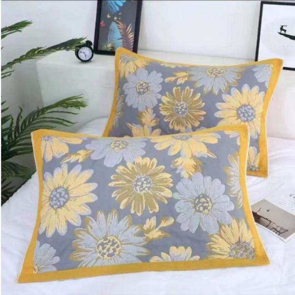 Gauze Multi-layer Pillow Towel Colored Woven Jacquard Cotton Student Children Couple Home Soft and Comfortable Large Pillow Towel