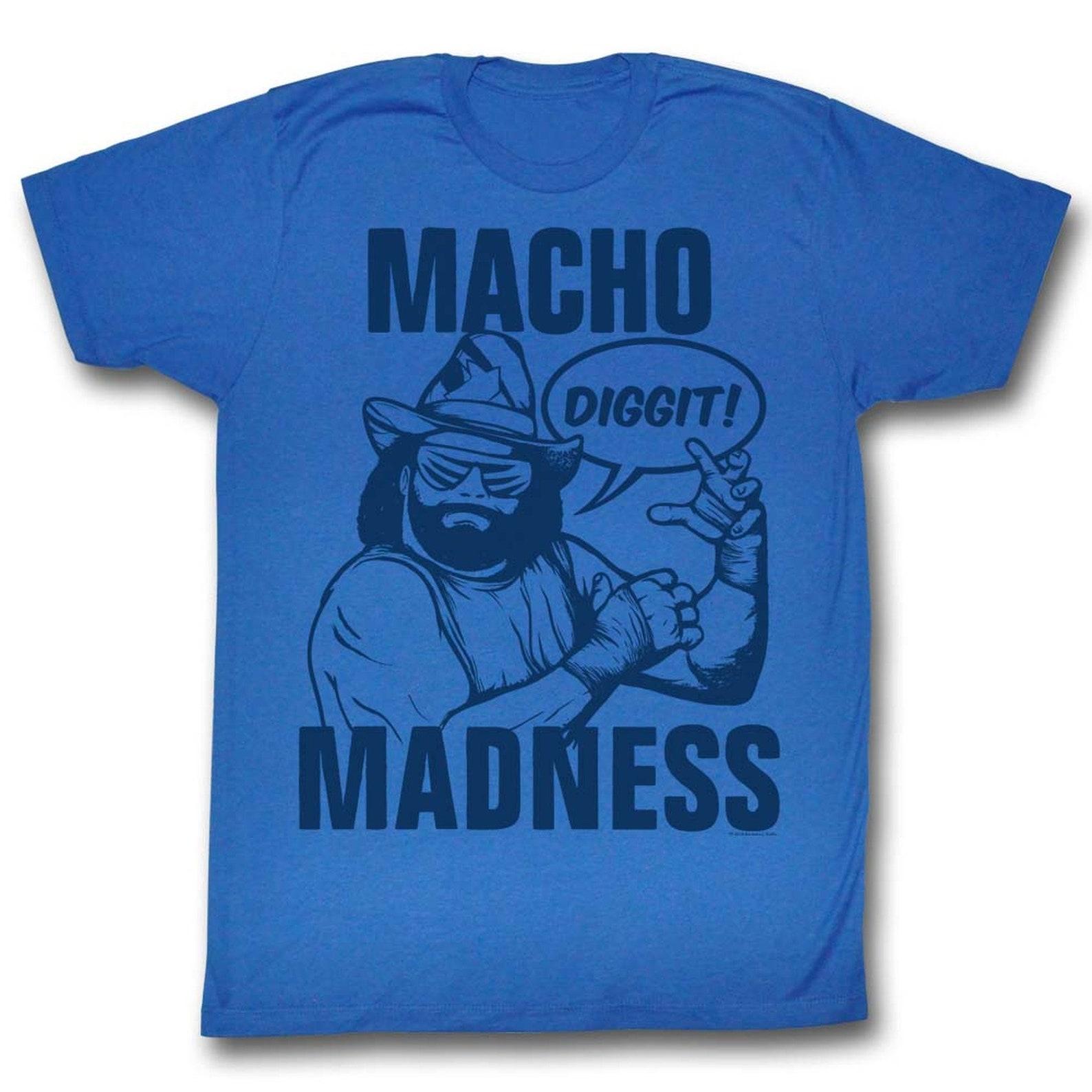 Macho Man Blue On Blue Royal Adult T-Shirt S
