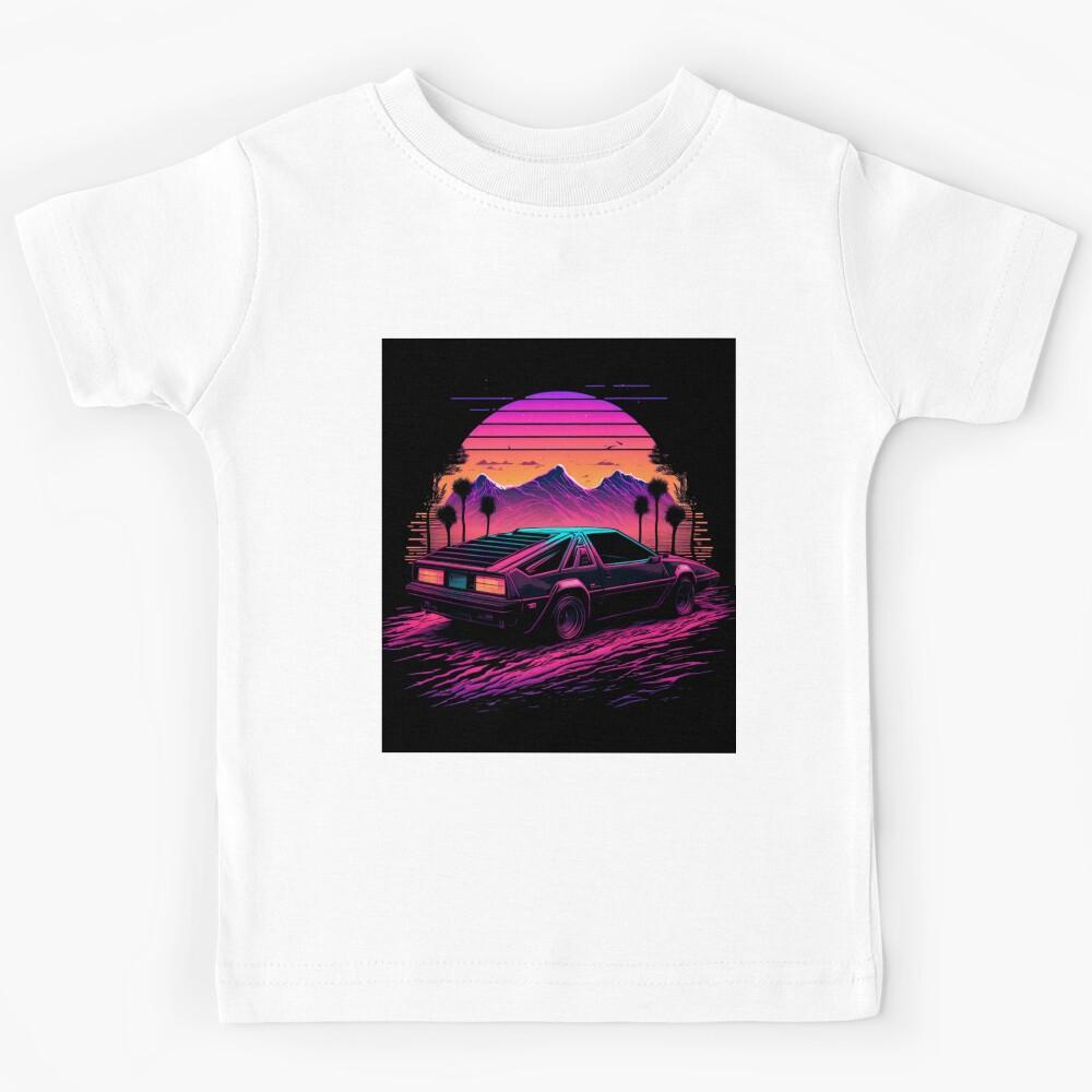 Outrun synthwave sunset car Kids T-Shirt 100