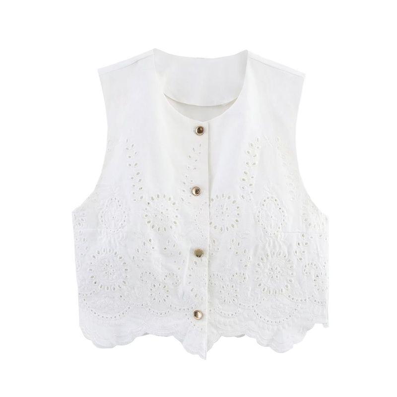 Kaslead New Arrival Women's Clothing Fashion Style Cut Out Embroider Vest Tops Culottes 3356868 3357868
