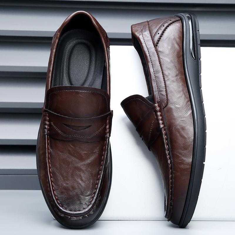 Summer Luxury Brand Black Loafers Overfoot Men Genuine Leather Shoes Comfortable Breathable Casual Shoes Fashion Moccasin Shoes