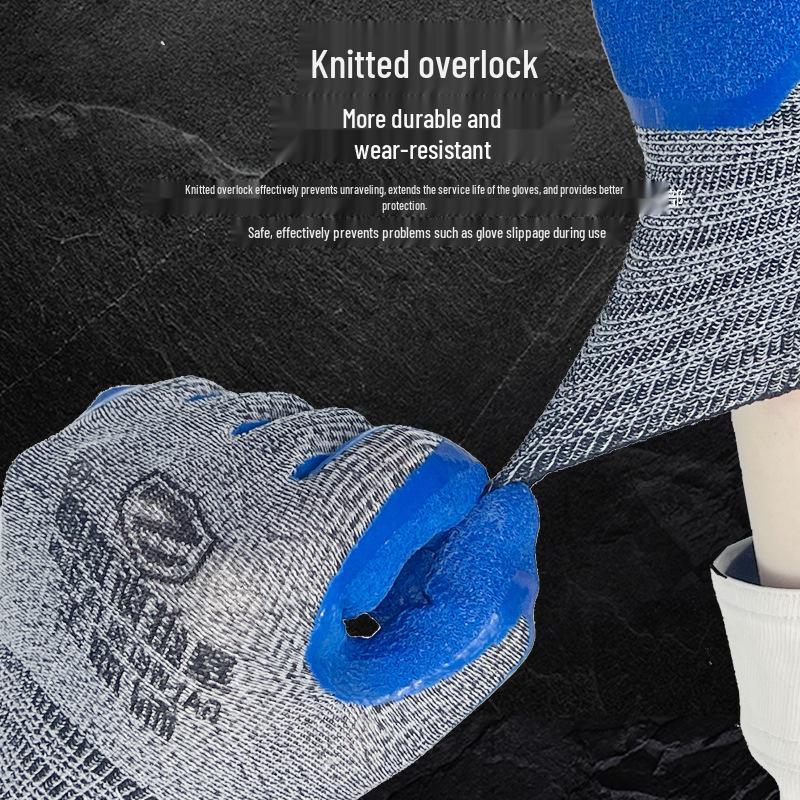 Men's Durable Anti-Slip Work Gloves - Cut-Resistant, Odor-Proof, Glass Handling, Thickened Rubber Protection