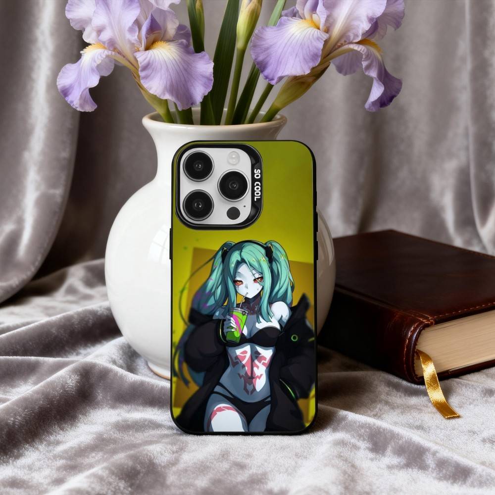 C-Cyberpunk-K R-RebeccaS Phone Case For iPhone17,16,15,14,13,12,11 Plus,Pro Max Candy Silver Plated Inside Cover