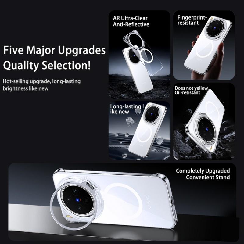 Frameless For Magsafe Metal Camera Fold Stand Holder Phone Case For VIVO X300 S Pro Ultra Magnetic Wireless Charge Bumper Cover
