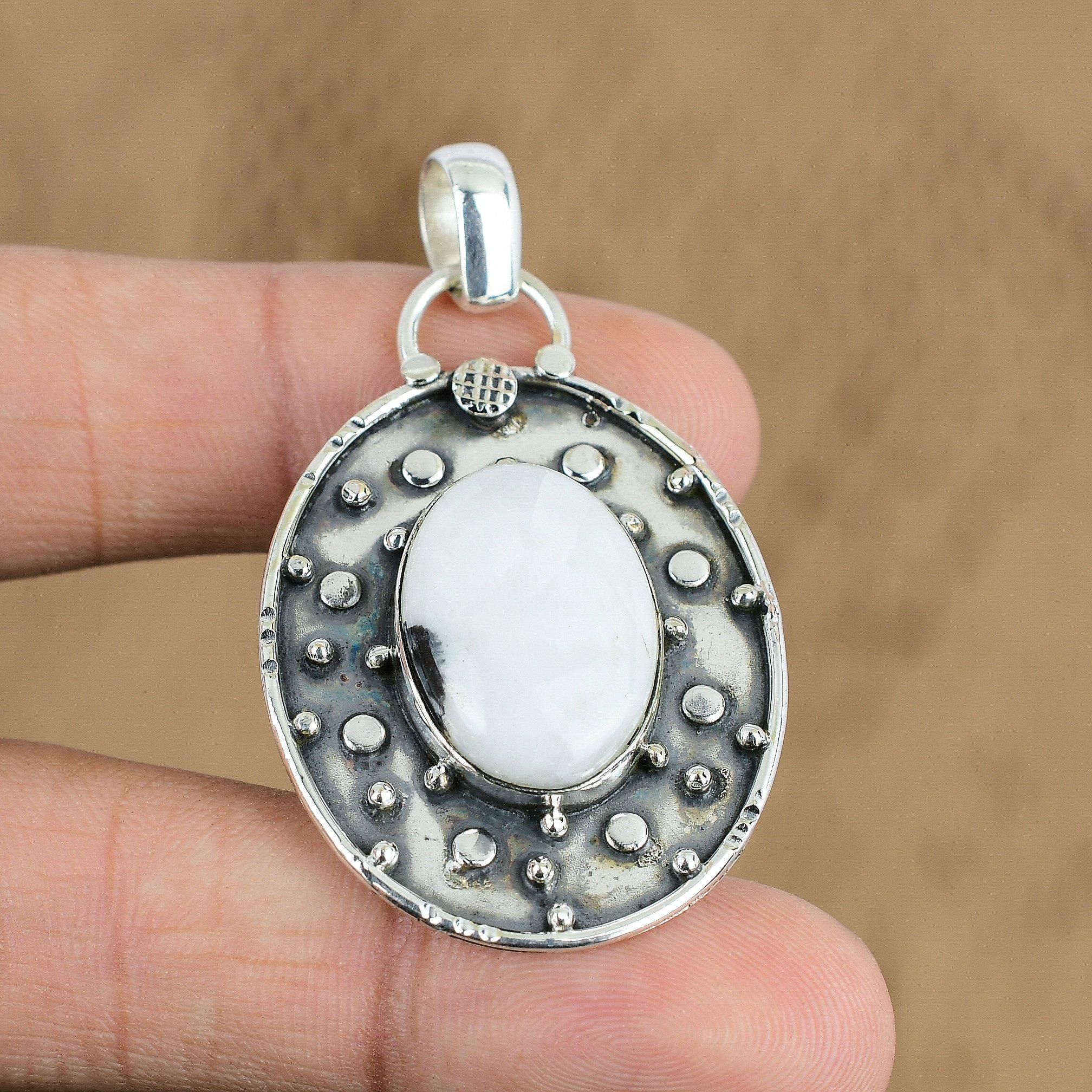 

Natural Zebra Jasper Gemstone Pendant 925 Sterling Silver Jewelry For Girls