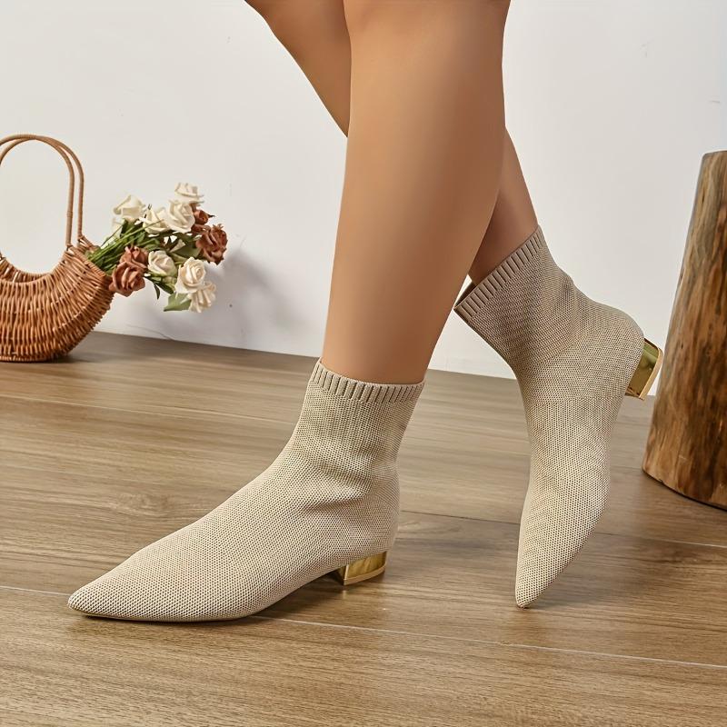 Francuskie Elastyczne Botki Nowość Jesień Zima 2025 Szpiczasty Nosek Flyweave Oddychające Antypoślizgowe Obcisłe Skarpety Botki