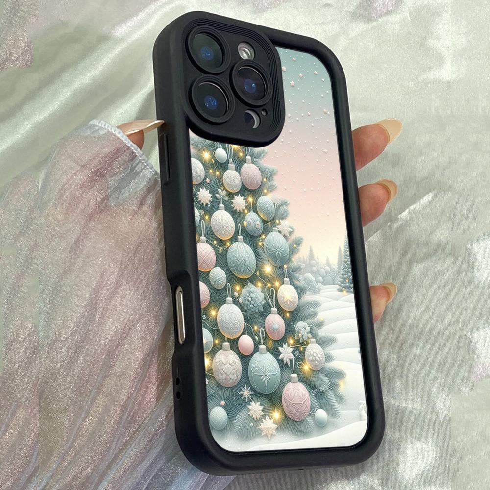 JT566 Warm Pastel Christmas Tree for iPhone 17 16 15 14 13 Pro Max Samsung S26 S25 Ultra A17 A07 A56 A16 A15 A14 Xiaomi 15T Redmi 15c 14C 13 Soft Case