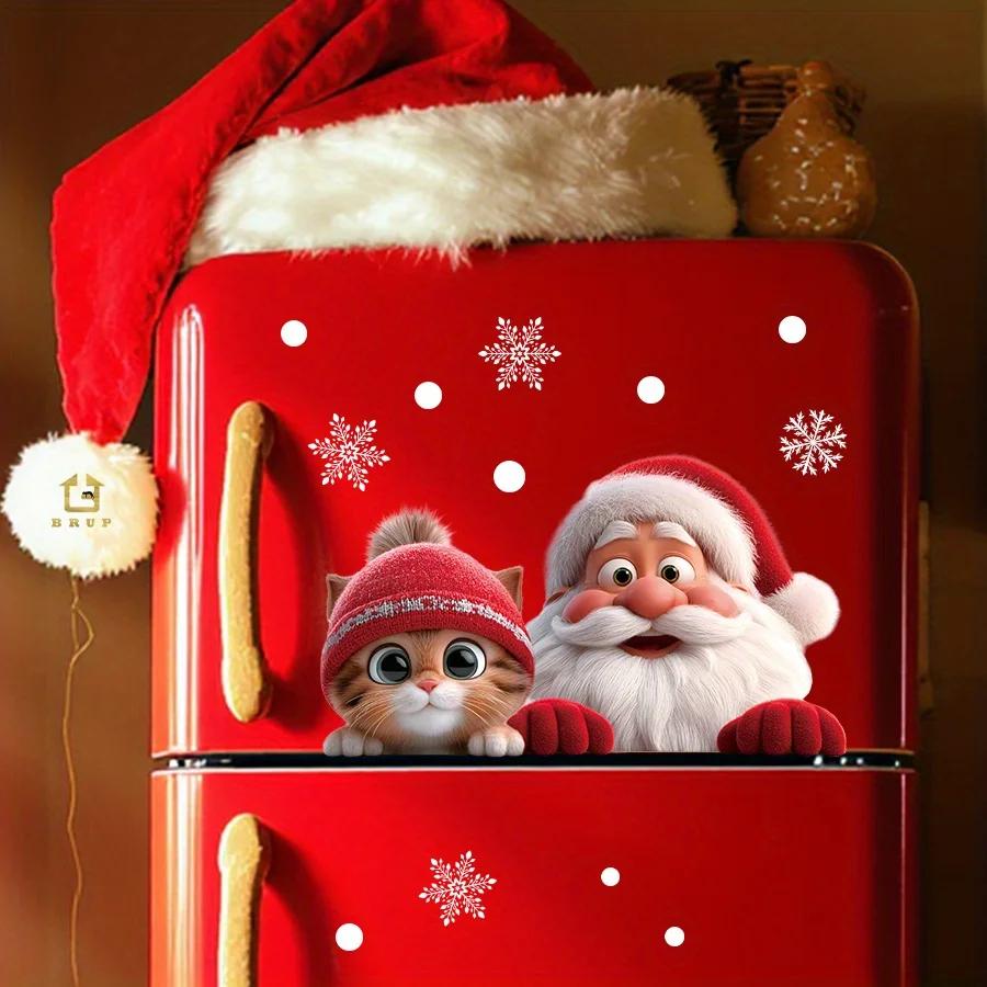 1pc Santa Claus Glass Static Cling Decoration Sticker Removable for Living Room Entrance Corridor Window Clings Decoration