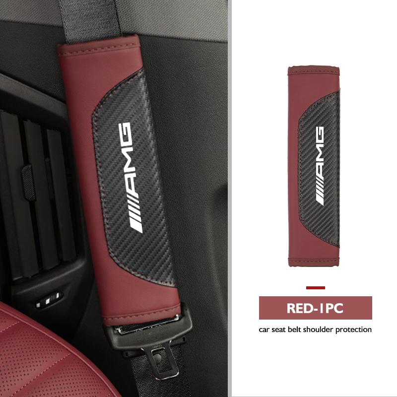 

Car Leather Safety Seat Belt Shoulder Cover Protection Accessories For Mercedes Benz AMG A B C E S G Class A180 CLK CLA GLE GLC