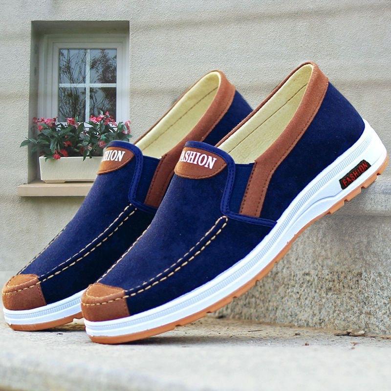 Old Beijing Men's Shoes Spring and Summer New Men's Casual Shoes One-pedal Breathable Canvas Shoes Middle-aged and Elderly Comfortable Walking Shoes