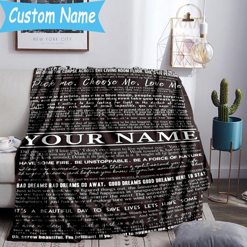 Custom Name Grey Doctor Blanket Flannel Blanket for Camping, Hiking, Garden Parties, Picnic Essentials,gift for family and friend