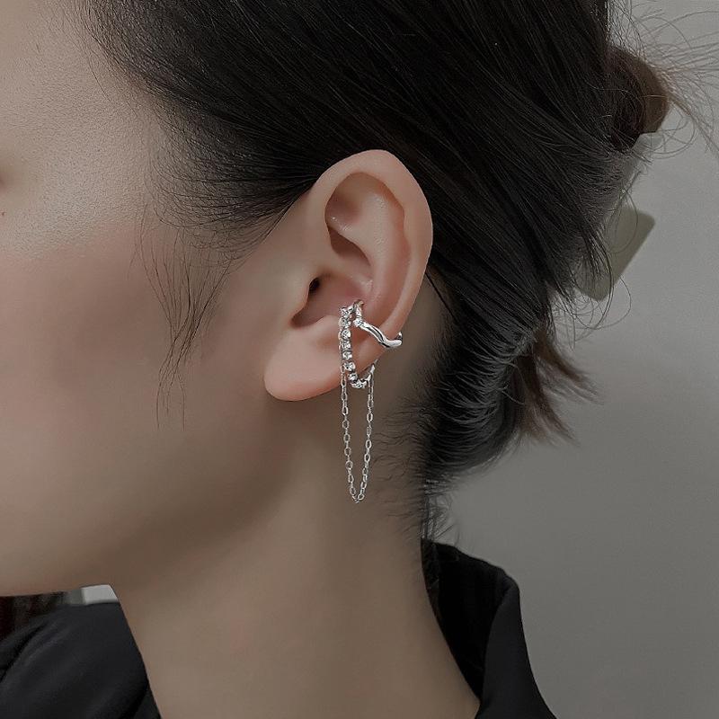 1PCS Fashionable And Exquisite Zircon Chain Tassel Ear Bone Clip Neutral And Simple Ear Hole Free Earrings Party Jewelry Gift