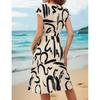 Women's Casual Loose Print Pleated Waistband Dress Print Pleated Waistband Dress