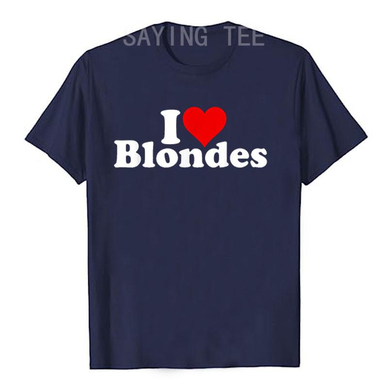 ICH LIEBE HERZ BLONDINEN BLONDES HAAR T-Shirt Boyfriend BF Geschenk Humor Lustig Buchstaben Aufdruck Spruch Tee Blondes Haar Kurzarm Oberteile