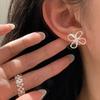 925 Sterling Silver Vintage Earrings For Women Trendy Simple Sparkling Flower Earring Jewelry Prevent Allergy Party Accessories