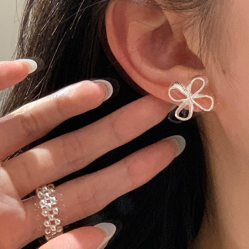 925 Sterling Silver Vintage Earrings For Women Trendy Simple Sparkling Flower Earring Jewelry Prevent Allergy Party Accessories