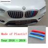 Für BMW X1 F48 2016 - 3-teiliges dreifarbiges Frontgrill-Lufteinlass-Netz-Dekorstreifen-Abdeckungs-Zierleisten-Zubehör