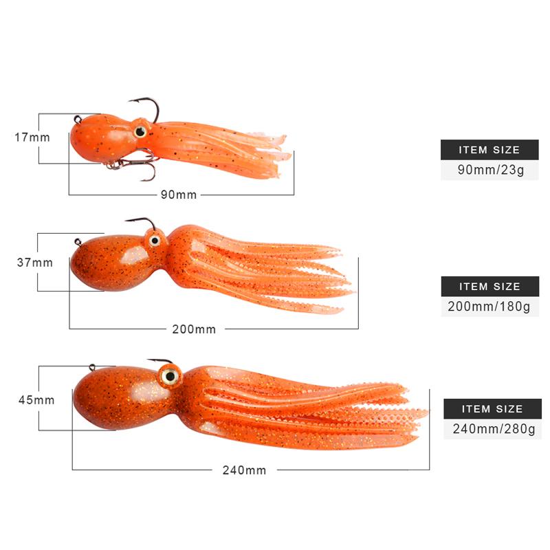 MEREDITH Package Lead Fishing Lure 23g 9cm Long Tail Soft Octopus Artificial Silicone Soft Bait