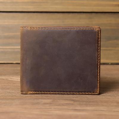 Portefeuilles vintage en cuir pour hommes, porte-monnaie court pour hommes, porte-cartes, portefeuille en cuir véritable Crazy Horse, portefeuilles de qualité à la mode pour hommes