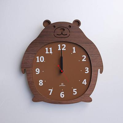 Yamato Kogei Clock Zoo Wall Clock, Bear, YK14-003, Brown, Size Approx. W28.5 X D2.5 X H29.5cm