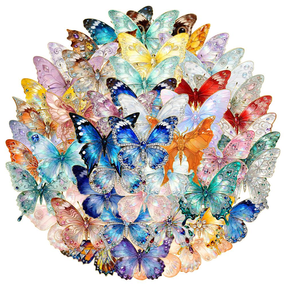 Набор из 50 листов прозрачных ПЭТ-стикеров «Драгоценная бабочка» с горячим тиснением – Декоративные стикеры для DIY