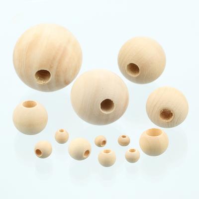 8mm 10mm 12mm 15mm 20mm-50mm Round Natural Wood Loose Big Hole Eco-friendly Beads for DIY Crafts Woodcraft Jewelry Bracelet Making Accessories