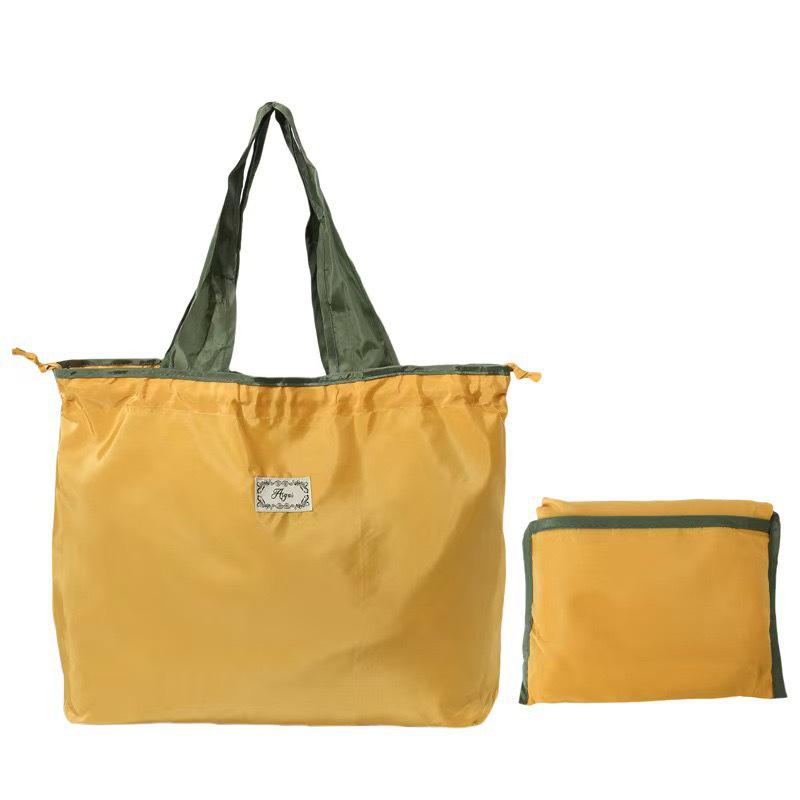 Large Foldable Eco-Friendly Shopping Tote with Drawstring