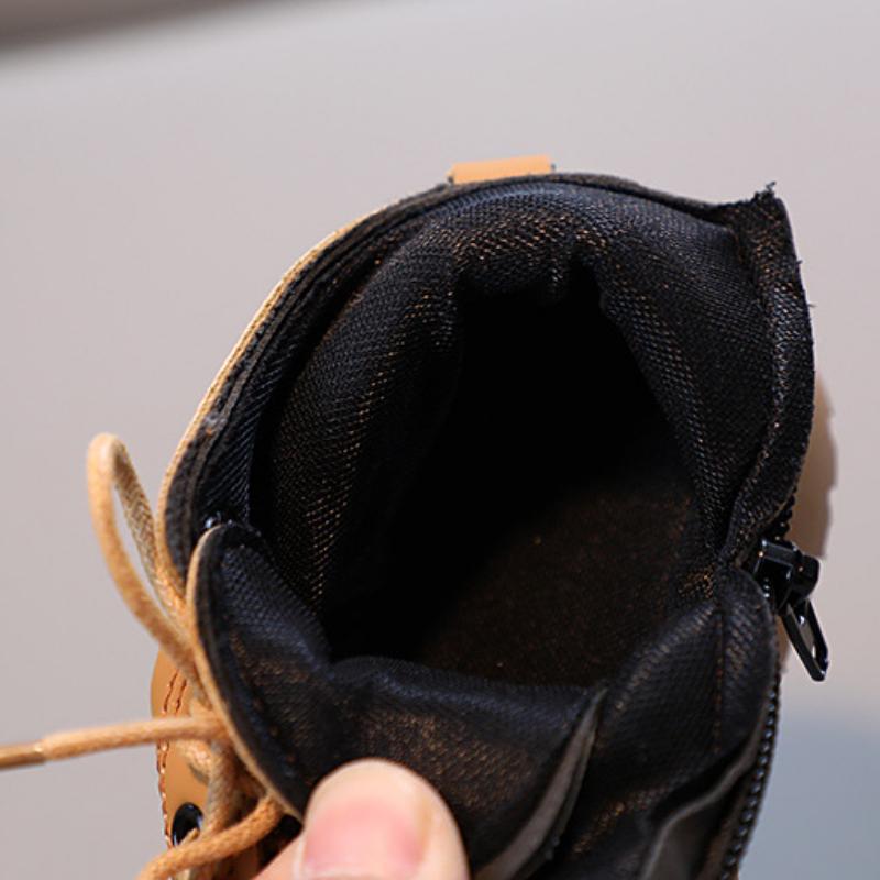 Детские осенне-зимние британские однотонные простые короткие ботинки для мальчиков — фото 12