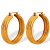 Hong Style Cross-Border Simple U-Shaped Earrings 18K Gold Plating Personalized Striped Big Circle