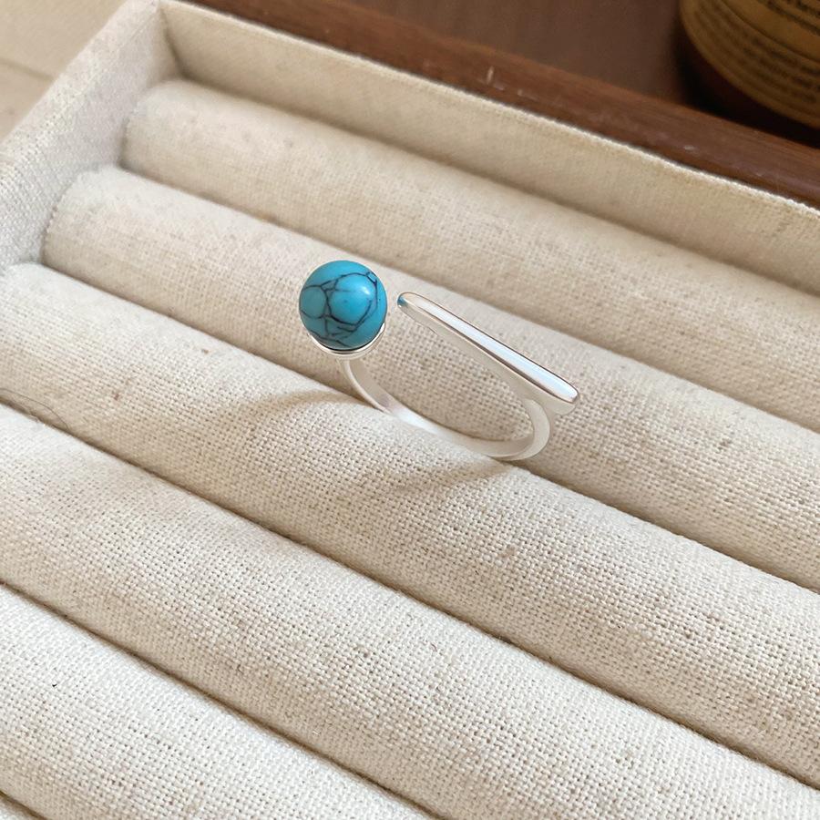 Maillard Vintage Geometric Flower Tiger's Eye Open Ring Simple Index Finger Ring Jewelry