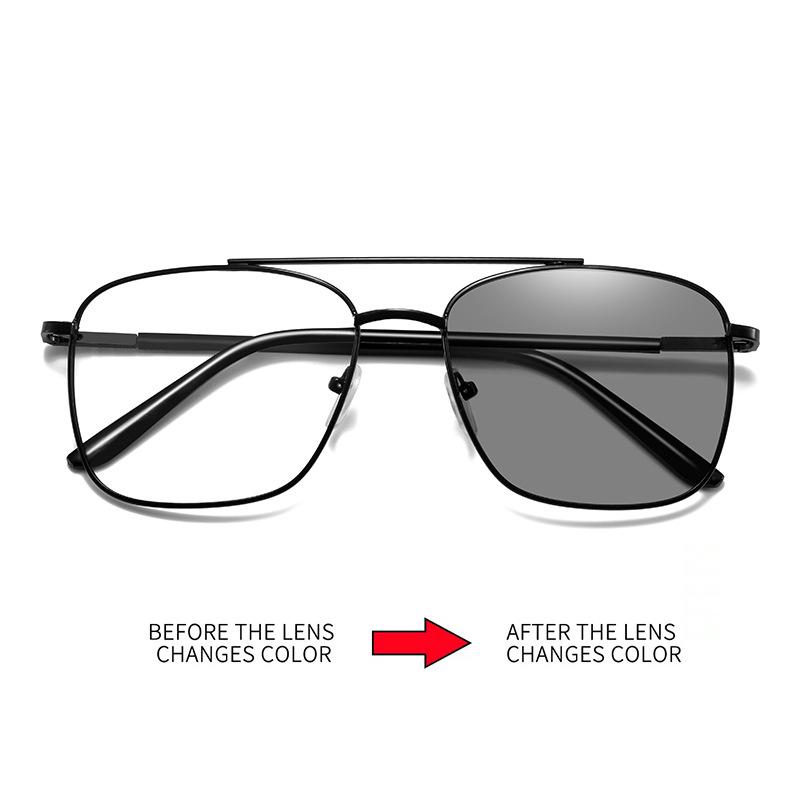 Trendy Metal Color Changing Goggles For Men And Women Retro Rectangular Sun Eyeglasses Stylish Chameleon Anti-glare Driving Sunglasses UV