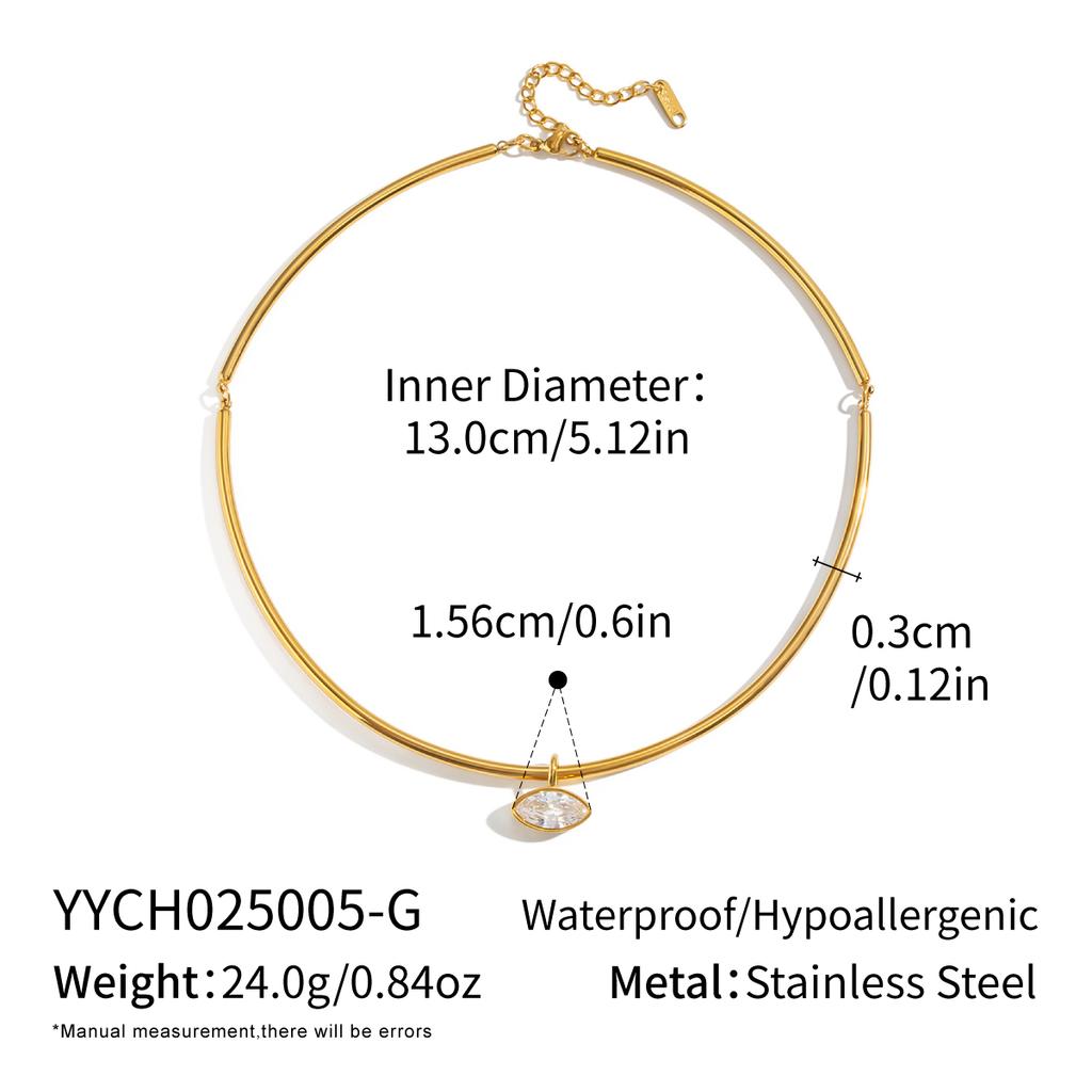 X&L 18K Gold PVD Plated Stainless Steel Necklace for Women New Fashion Geometric Zircon Pendant Necklace Charms Jewelry