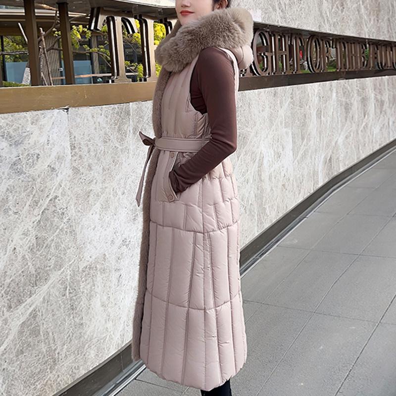 Fashion Winter Long Vest Woman Coats Elegant Thick Warm Sleeveless Parka Women's Jackets