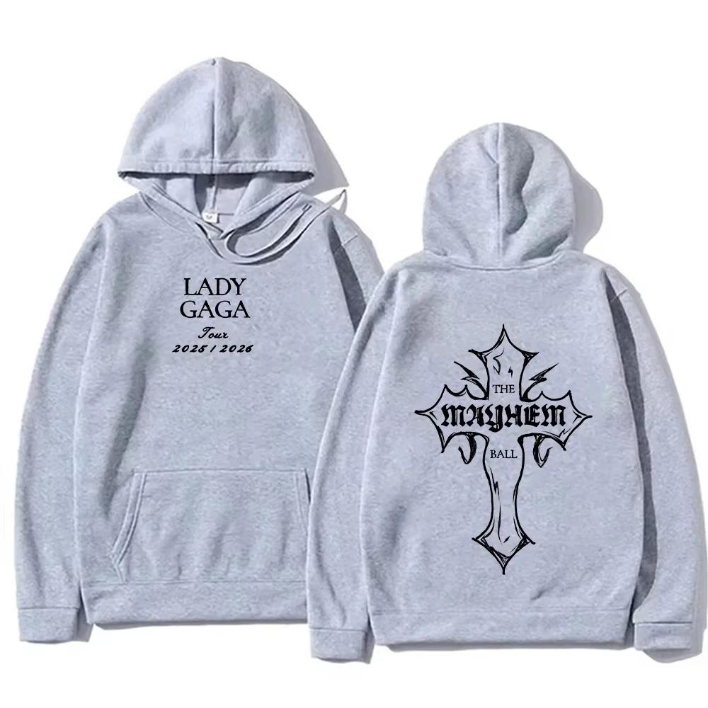 LadyGaga Fashion Autumn/Winter Hoodie MAYHEM Cross Cut Printed Sweatshirt Autumn Retro Hoodie Men's and Women's Warm Street Wear