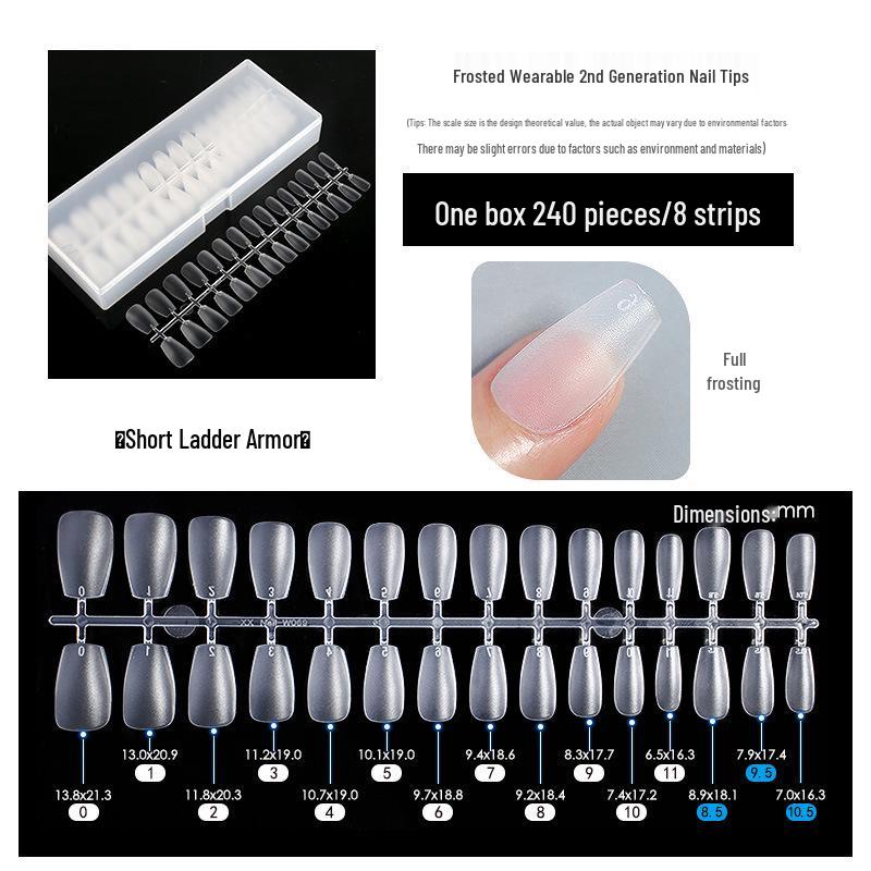 Ultra-Thin Matte Nail Art: Seamless False Nail Tips, Full/Half Cover, 240-Piece Box.