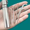 1 Conjunto Palitos de Dente Metal Aço Inoxidável Limpeza Oral Fio Dental Portátil Palito de Dente Fio Dental Limpador de Dentes com Tubo de Armazenamento