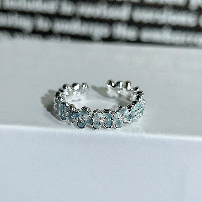 Dopamine Colorful Enamel Flower Butterfly Open Ring Mori Sweet Girly Style Inlaid Zircon Niche Light‑Luxury Adjustable Stackable Decorative Ring