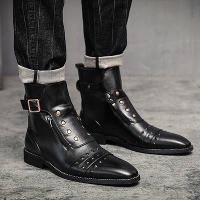 Fashion Luxury Brand Leather Boots Red Chelsea Boots Thick Sole Designer Men's Boots High Quality Fashion Boots Catwalk Cowboy Boots