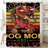 Vintage Rockin The Dog Mom Shower Curtain Hipster Decor For Your Bathroom With Red Glasses Polka Dot Bandana
