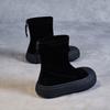 Leather Shoes, Elastic Boots, Thick-soled Shoes, Fashionable for Autumn and Winter, with Rear Zippers, Short Boots