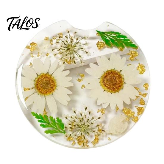 Talos Car Coaster, Durable Resin Flower Drink Mirror Polished Unique Coffee Cup Holder, for Interior Accessories