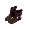 2025 Autumn New Retro Strap Fringed Boots Bosmian Flat Bottom Short Boots Women